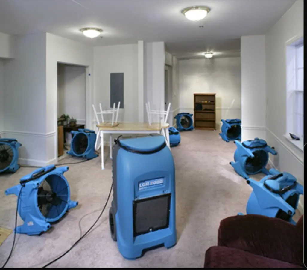 Air movers and dehumidifier setup for Water Extraction & Removal in Menomonie